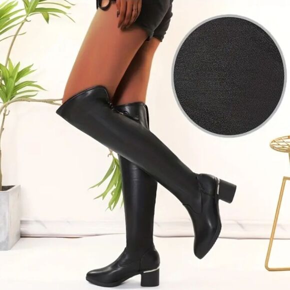Elegant Black Knee-High Women's Boots Sz 8 - Picture 3 of 9